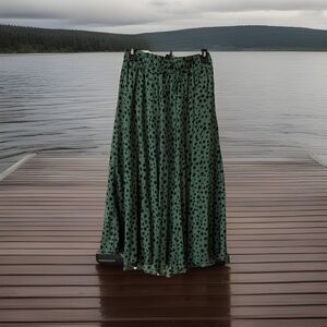 Gilli Skirt Green Elastic Drawstring Waist Lined Prairie Boho Casual Flowing